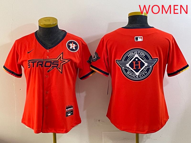 Women Houston Astros Blank Orange Three generations Joint Name 2025 Nike MLB Jersey style 29